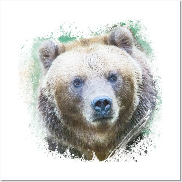 Brown Bear Grizzly Animal Wild Life Jungle Nature Free Adventure Watercolor Wall Art by Cubebox